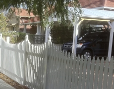 Picket fence and carport, North Perth