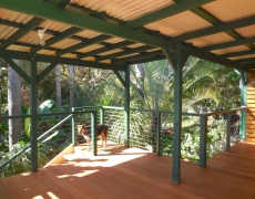 Sasha on her new timber balcony and steps Perth
